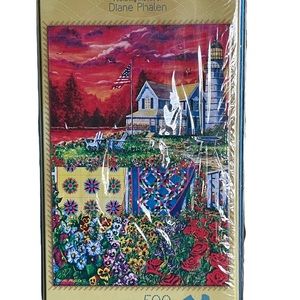 Jigsaw Puzzle Quilters Club Shoreline Treasure 500 pc 13x19” Diane Phalen Art T…